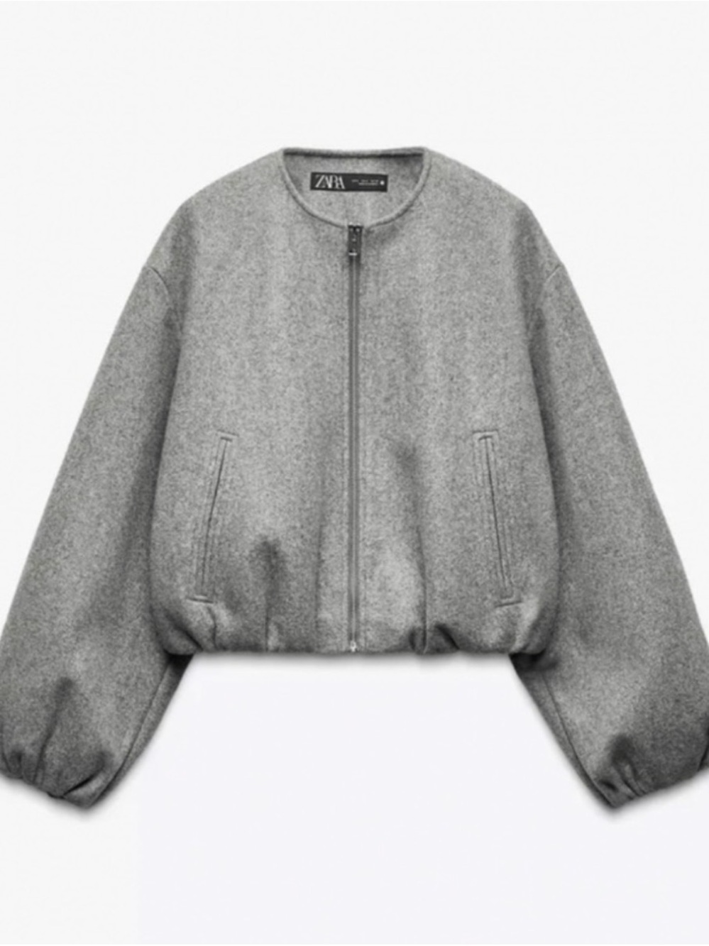 Zara Grey Collarless Bomber Jacket - Picture 5 of 5